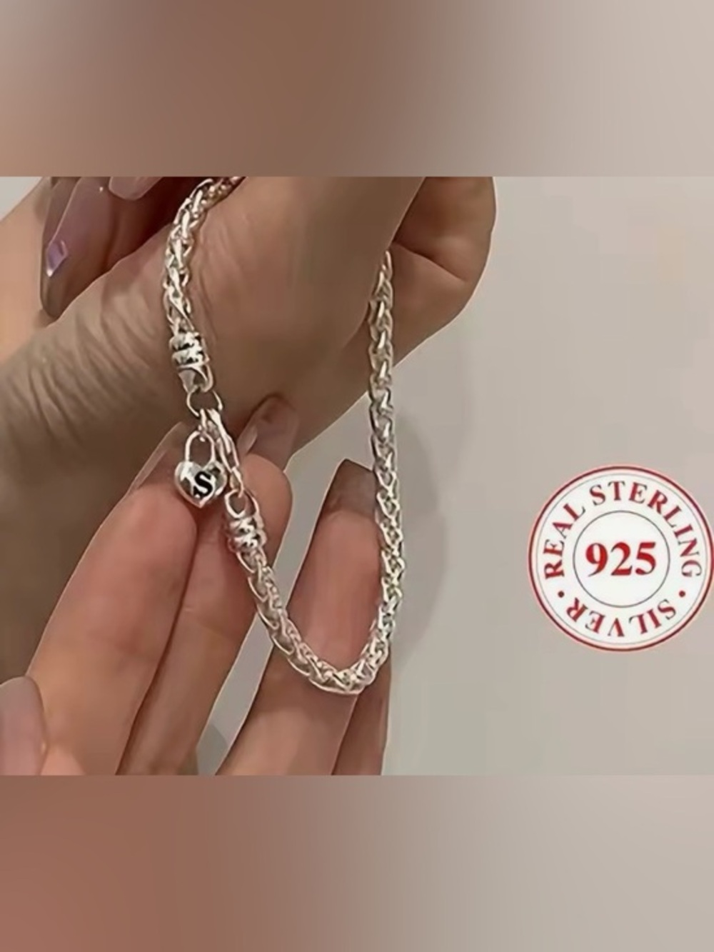 New .925 Stamped Silver Bracelet , See Size Measurements